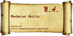 Mederus Anita névjegykártya